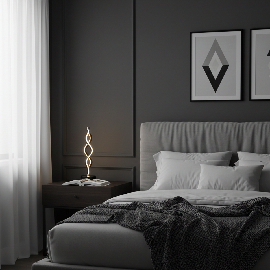 Lampe de Chevet LED Spirale Montante Noire